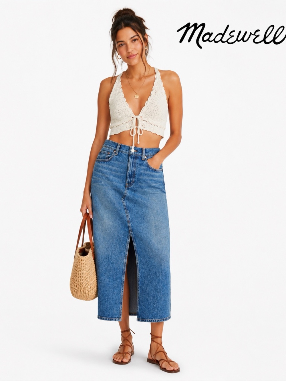 MADEWELL Denim Midi Skirt